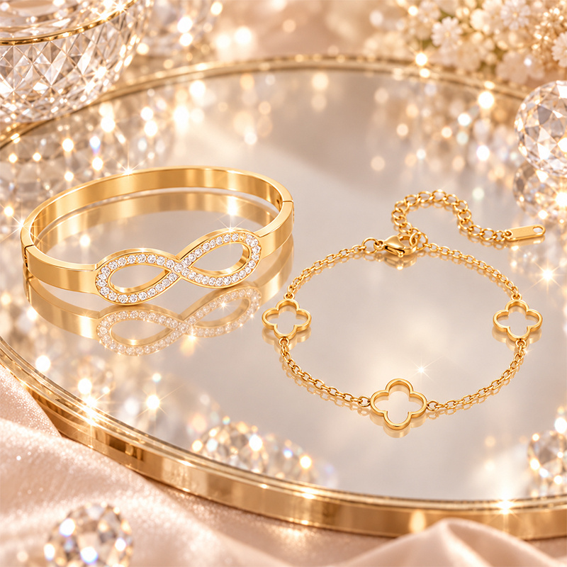 2pcs Clover Stackable Bracelet Set for Weddings & Parties